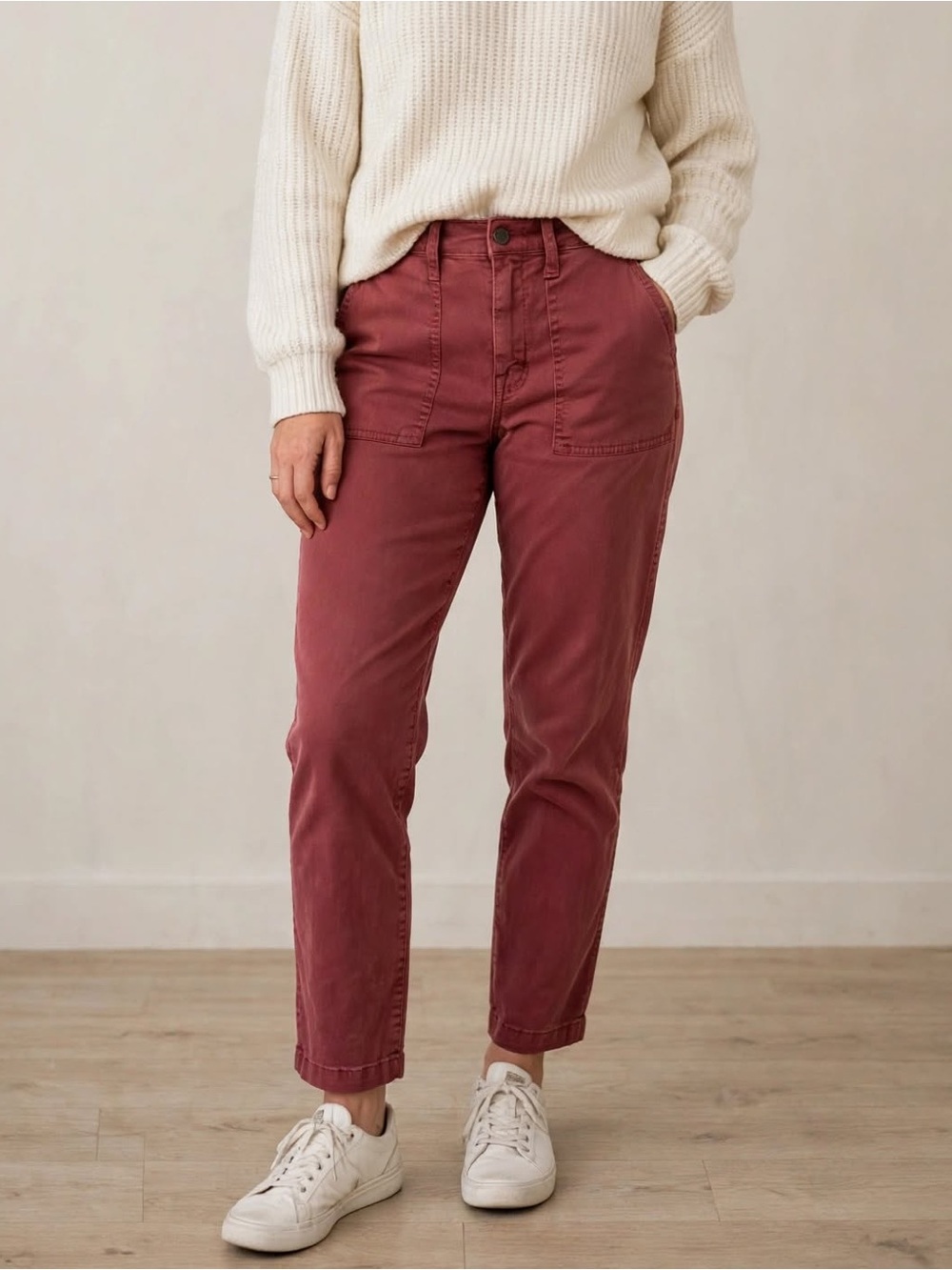 Madewell The Darted Barrel Leg Utility Pants Burgundy Size 26